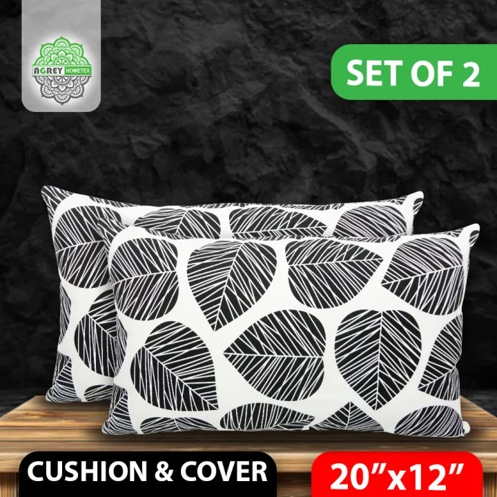 Cotton%20Cover%20With%20Cushion,%20Black%20&%20White%20(20"x12")_Set%20of%202%20-%20Image%202