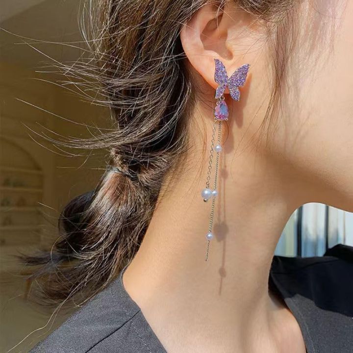 1%20Pair%20Trendy%20Korean%20Purple%20Crystal%20Butterfly%20Drop%20Earring%20for%20Women%20Girls%20Fashion%20Tassel%20Chain%20Rhinestone%20Earring%20Party%20Wedding%20Jewelry%20Gift%20-%20Image%205