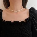 Vintage Women Twine Pearl Necklace Rhinestone Pendant Temperament Choker Collar Girl Korean Fashion Y2K Style Necklace Jewelry.