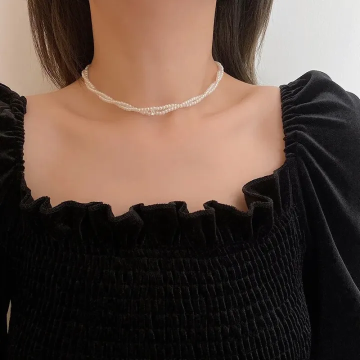 Vintage%20Women%20Twine%20Pearl%20Necklace%20Rhinestone%20Pendant%20Temperament%20Choker%20Collar%20Girl%20Korean%20Fashion%20Y2K%20Style%20Necklace%20Jewelry%20-%20Image%205