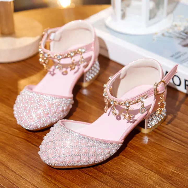 Girls%20princess%20shoes%20with%20soft%20soles,%20white%20pearl%20dress,%20flower%20children's%20shoes,%20little%20girl%20runway%20show,%20crystal%20high%20heels%20-%20Image%202