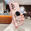 Side Electroplating Love for Samsung A34 Phone case S23 Fine Hole All-Inclusive A53 Astronaut Bracket Protective Cover. 