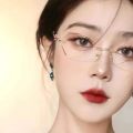 Minus Glasses Luxury Women Rimless Diamond Cutting Frame Myopia Eyeglasses Anti Blue Light Finished Prescription Eyewear Diopter. 
