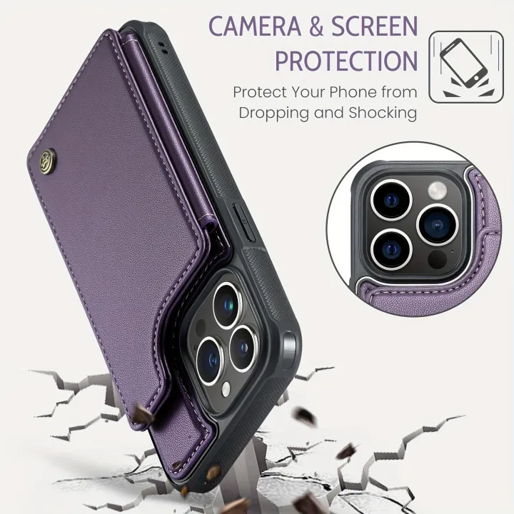 Premium%20Card%20Holder%20Wallet%20Case%20For%20IPhone%2015/14/13/12/11%20Pro%20Max%20-%20PU%20Faux%20Leather,%20RFID%20Blocking,%20Magnetic%20Clasp,%20And%20Shockproof%20Protection!%20-%20Image%204