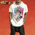 Dragon Ball Z Vegeta Gym Men's Hooded T-shirt Super Saiya Tops Short Sleeve Tshirt Trapstars T-shirts T-shirt Goku New Clothing.