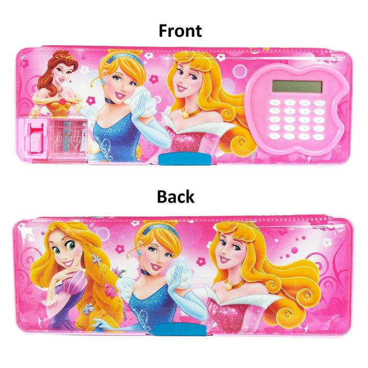 Calculator Pencil Box Geometry Stationary Box Dual Sharpener Double Sided Art Pencil Box (Multicolor Design) - Pencil Bag