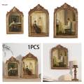 Antique Picture Frame Carved Photo Holder Oil Painting Frame Resin Photo Frame for Desktop Living S.