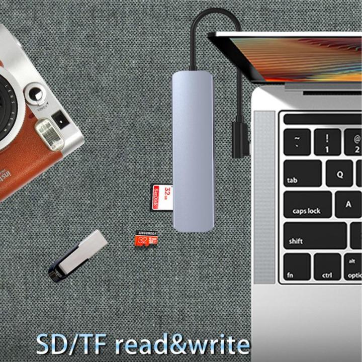 6-in-1%20USB%20C%20Dock%20S-D/TF%20Card%20Reader%20Multiport%20Adapter%20USB%20C%20Dongle%20Compatible%20For%20Laptops%20And%20Other%20Devices%20-%20Image%205