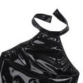 Women Black One Piece Body Suit Wetlook Latex Catsuit High Neck Halter Backless Leotard Bodysuit for Night Club Dance Wear.