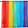 RYBHOME 7Pcs Colorful Rainbow Gradient Sheer Curtains for Living Room Tulle Curtain Drapes Sheer Window Curtains for Party Decor.