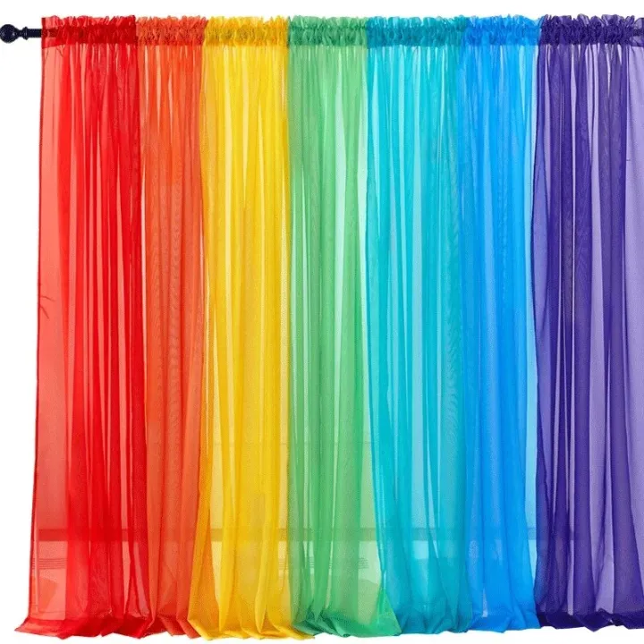 RYBHOME%207Pcs%20Colorful%20Rainbow%20Gradient%20Sheer%20Curtains%20for%20Living%20Room%20Tulle%20Curtain%20Drapes%20Sheer%20Window%20Curtains%20for%20Party%20Decor%20-%20Image%207