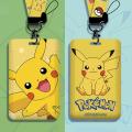 Pokemon Anime Card Holder Pikachu Squirtle Cartoons Figure PVC Student Campus Card Hanging Lanyard ID Protective Case Wholesale.