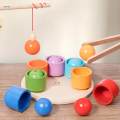 Rainbow Balls in Cups Wooden Sorter Game Wooden Sorting Balls Toys for Primary Activity Kindergarten.