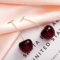 2023 New Japan Korean Cherry Fruit Shaped Drop Earrings For Women Sweet Girls Cute Brincos Line Pendientes Jewelry Gifts. 