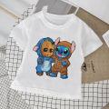 Disney White Outdoor Comfy Kids T-Shirts Stitch & Groot Creativity Popular Exquisite 3-12T High Quality Child T Shirts Hot Sell. 