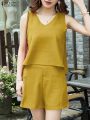 Women Fashion Summer Short Sets Women Sleeveless Tops Pants Suits Casual Solid Beach Work Matching Sets Loose Outfit. 