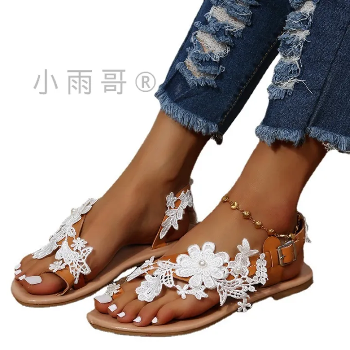 Foreign%20trade%20cross-border%202022%20summer%20bohemian%20flowers%20buckle%20sandals%20women's%20flat%20toe%20sandals%20wish%20-%20Image%205