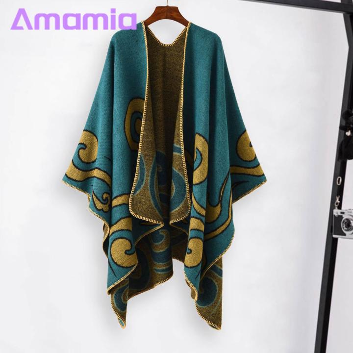 Amamia%20Women%20Autumn%20Cape%20Irregular%20Hem%20Contrast%20Color%20Fall%20Poncho%20-%20Image%207