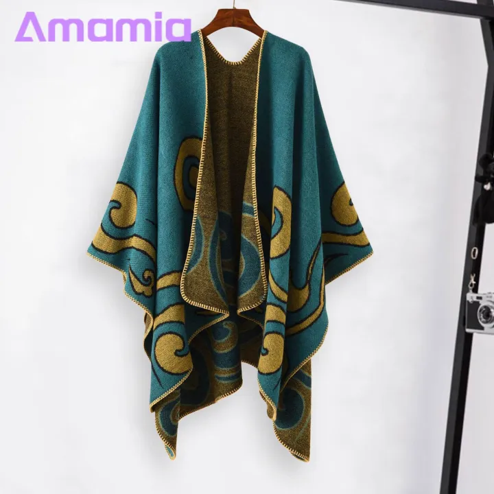 Amamia%20Women%20Autumn%20Cape%20Irregular%20Hem%20Contrast%20Color%20Fall%20Poncho%20-%20Image%207