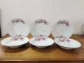 6 Pcs Ceramic Flower Print Dinner Plate Set 9"Inch , Deep Rice Dinner Plate, White Color Wikth print. Microwave oven save,Dishwasher Save,Dining Plate Set. CD:M00. 