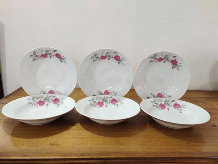 6%20Pcs%20Ceramic%20Flower%20Print%20Dinner%20Plate%20Set%209"Inch%20,%20Deep%20Rice%20Dinner%20Plate,%20White%20Color%20Wikth%20print.%20Microwave%20oven%20save,Dishwasher%20Save,Dining%20Plate%20Set.%20CD:M00%20-%20Image%205