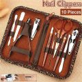 10pcs Nail Manicure Tools Set with PU Leather Case Stainless Nail Manicure Tools.