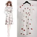 Summer Super Fairy White, Strawberry Printed Dress Women's Beautiful Bk 2021 New Ling Mid-Length Dress Ins Fashion.