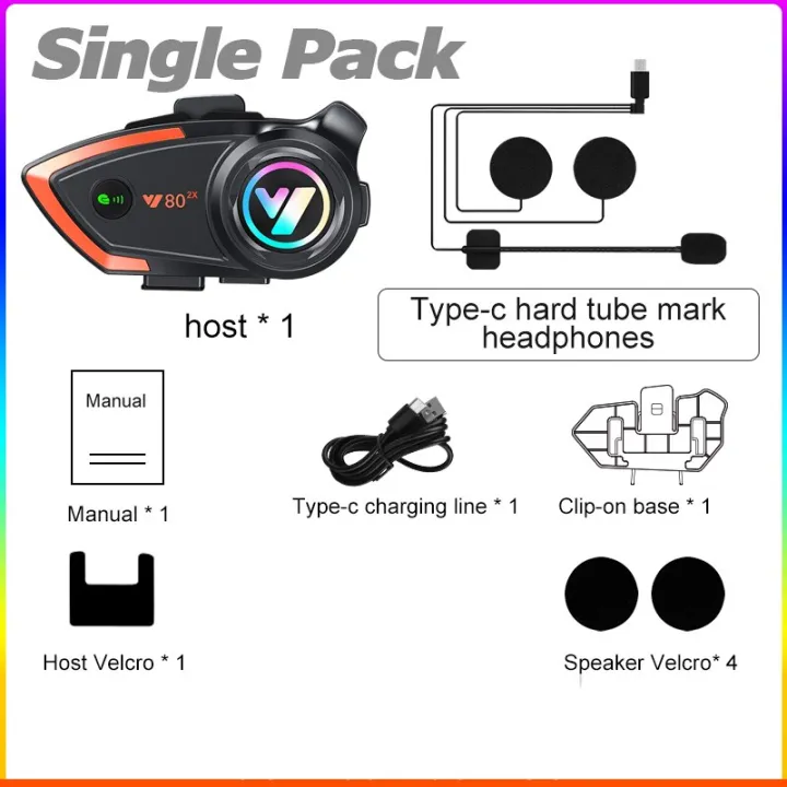 Y80%202X%20Motorcycle%20Bluetooth%205.3%20Helmet%20Intercom%20Headset%20Hands%20Free%20Call%20Wireless%20Waterproof%201000mAh%20Noise%20Reduction%20Earphones%20-%20Image%207