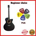 badgeDARK DK-200B Semi Electric Guitar Basswood 6 Strings Folk Acoustic Guitar with Bag Picks. 