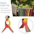 8Pcs Beach Towel Clips for Sun Loungers, Parrot Bird Towel Clips Large Windproof Clothes Hanging Peg Quilt Clamp Holder.