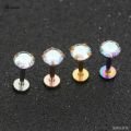 Starose 4pcs 2~5mm Rainbow Gem Nose Ring Labret Lip Piercing Kit Nostril Piercing Helix Studs Tragus Earrings Ear Piercing Oreja.