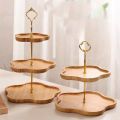 European-Style Cake Display Stand Double-Layer Wooden Tray Three-Layer Pastry Wood Pallet Banquet Wedding Banquet Dessert Display Wooden Tray.