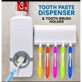 New Automatic Toothpaste Dispenser with Wall-Mounted Toothbrush Holder and Hygienic Cover for Family Bathroom.