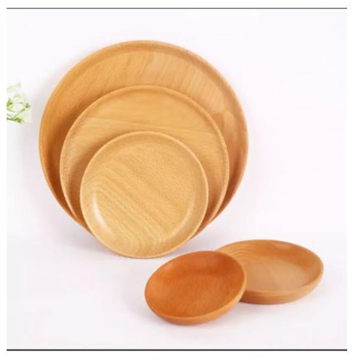 Wooden Plate 3PCS 11cm/15cm/20cm Natural Round Wooden Plates Beech Wood Tray Cake Snack Plate Dessert Serving Tray Dishes