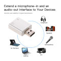 Aluminum alloy USB External Stereo Sound Adapter USB Audio Sound Card Virtual 7.1 Microphone Converter with 3.5mm Jack Replacement for Mac OSX Win 7/8 Android(Silver). 