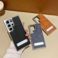 HODON Luxury Leather Electroplating Kickstand Case for Samsung Galaxy S25 S24 S23 S22 S21 Ultra S23 FE S24 Plus Cases Fold Bracket Holder Hard Protection Cover. 