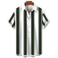Hawaiian Vacation Summer for Men Shirts Stripes Print Lapel Short Sleeve Top Tees Oversized Loose Breathable Shirt Male Casual. 