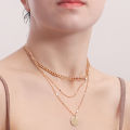 European and American cross-border jewelry punk geometric disc pendant necklace female niche design sense light luxury choker wholesale.