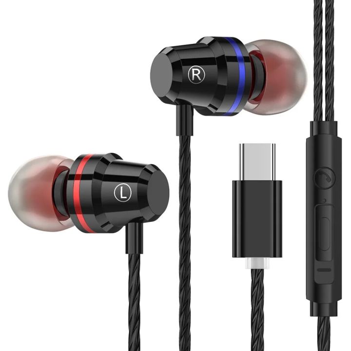 Type C Headphone for Xiaomi 11T 10T Redmi Note 9 10 Pro Stereo USB C Earphone with Microphone Wired Sport Gaming Headsets