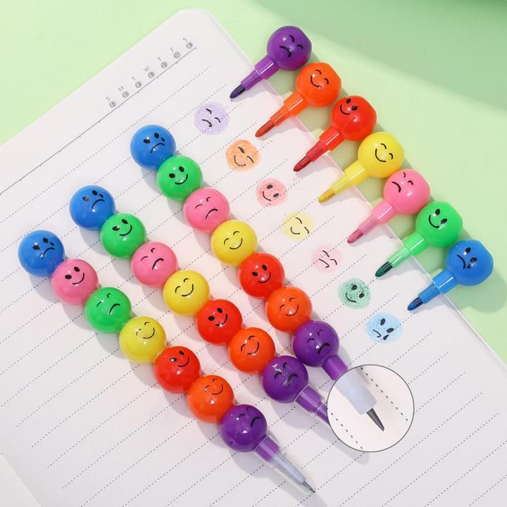 Cartoon Smile Face Ice Sugar Gourd Pencils Crayons Graffiti Pen Kids Prizes Gift Party Favor School Stationery Supplies