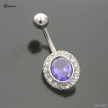 Starose 14G Oval Crystal Belly Piercing Nombril Barbell Women Earrings Surgical Steel Navel Ring Belly Button Rings Body Jewelry.