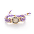 Rhinestone Braided Rope Band Quartz Wrist Watch Fashion Women Bracelet Watches Jewellery Gift.