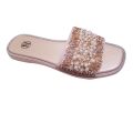 New Fashion Women Girls laying Stone Outdoor Flat Sandal Beach Shoes Slides New Style Outdoor Daily Casual Shopping Slipper White- Pink & Golden. 