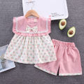 Baby Girl Summer Western Suit 2024 New Baby and Children's Clothes Girls Short Sleeve Clothes Small Children's Summer Clothes 1-4 years old.