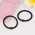 Korean Plain Black Hair Bands Black Hair Rubber Bands Small High Elastic Nylon Seamless Hairband.