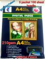 TC Digital High Glossy photo paper A4 210gsm (5 Packet 100 sheet bundle). 