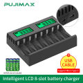 PUJIMAX 8-Slot Battery Charger With LCD Display Smart Intelligent For AA/AAA NiCd NiMh Rechargeable Batteries aa aaa Charger. 