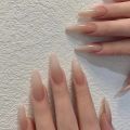 24Pcs/Set Khaki Gradient Wearable Nails Long Ballet Glossy Press on Acrylic Nails Artificial Full Coverage Stick on Nails. 