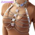Chest Chain Sparkling Holographic Body Chain for Festivals Parties Trendy Women's Waist Chest Harness Jewelry Fashion Waist Chain.