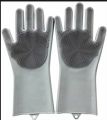 Silicone Cleaning Gloves with Wash Scrubber Reusable Brush Dish.
